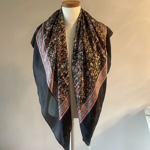 COLLECTION EIGHTEEN multi color black edge SQUARE scarf / shawl